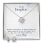 Daughter Love Knot Necklace and Earring Set, From Mom | Custom Heart Design