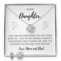 Daughter Love Knot Necklace and Earring Set, From Mom and Dad | Custom Heart Design