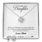 Daughter Love Knot Necklace and Earring Set, From Mom | Custom Heart Design