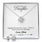 Daughter Love Knot Necklace and Earring Set, From Mom | Custom Heart Design