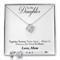 Daughter Love Knot Necklace and Earring Set, From Mom | Custom Heart Design