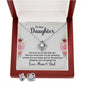 Daughter Love Knot Necklace and Earring Set, From Mom and Dad | Custom Heart Design