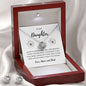 Daughter Love Knot Necklace and Earring Set, From Mom and Dad | Custom Heart Design