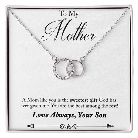 Mom Circle Necklace, From Son-Sweetest gift from God | Custom Heart Design