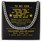 For Son, Believe in yourself From Dad-Stainless Steel Chain Link Necklace - Custom Heart Design