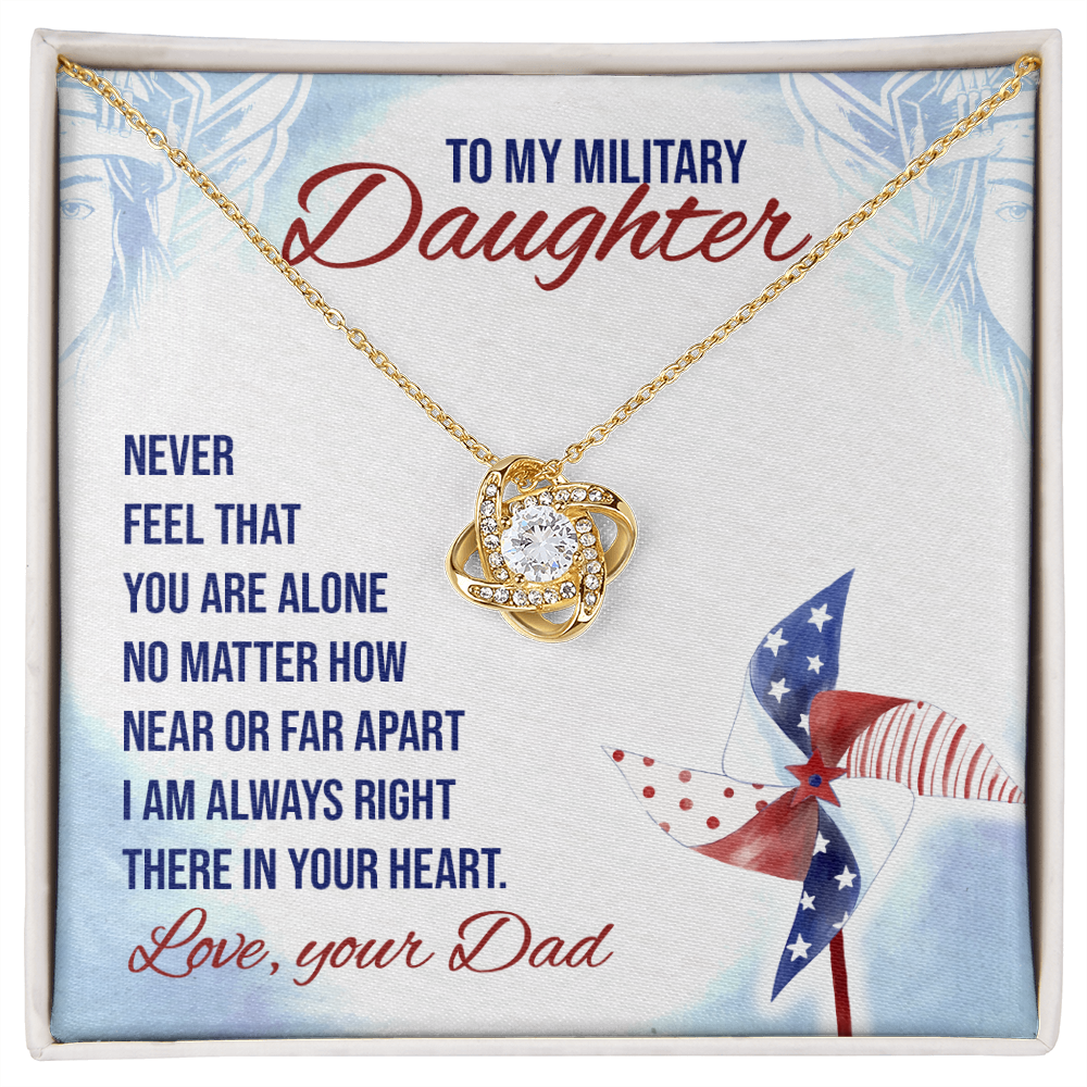 Daughter Necklace, Love Knot Necklace for Daughter, Necklace for Military Daughter from Dad | Custom Heart Design