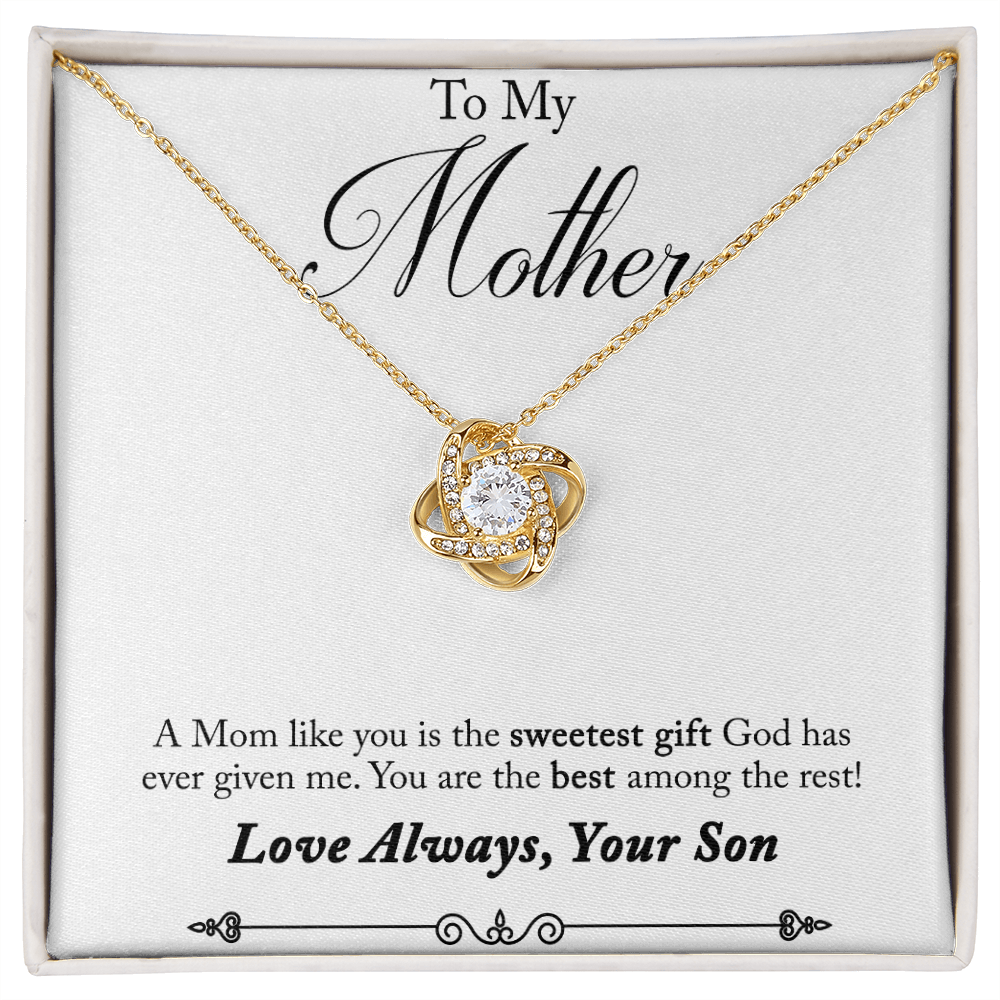 Mom Jewelry, Love Knot Necklace for Mom, Necklace for Mom from Son | Custom Heart Design