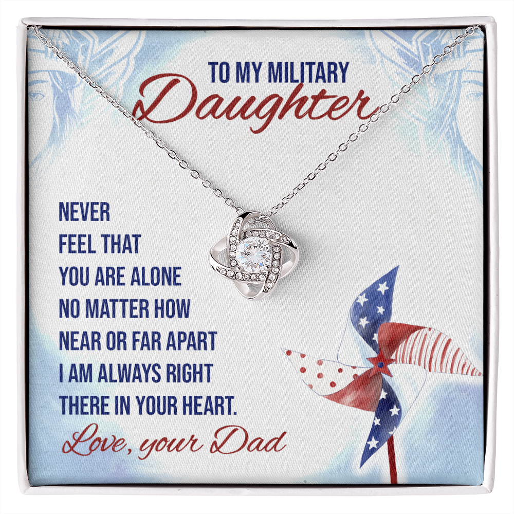 Daughter Necklace, Love Knot Necklace for Daughter, Necklace for Military Daughter from Dad | Custom Heart Design