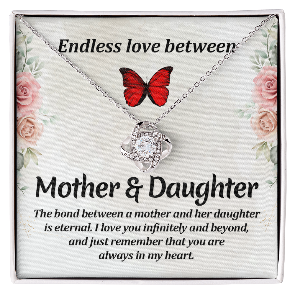 Mom Jewelry, Love Knot Necklace for Mom, Mother Daughter Necklace - Custom Heart Design