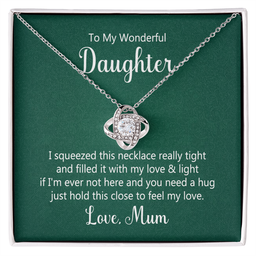 To my wonderful daughter - I squeezed this necklace Daughter Necklace, Love Knot Necklace for Daughter, Necklace for Daughter, Daughter Pendant - Custom Heart Design