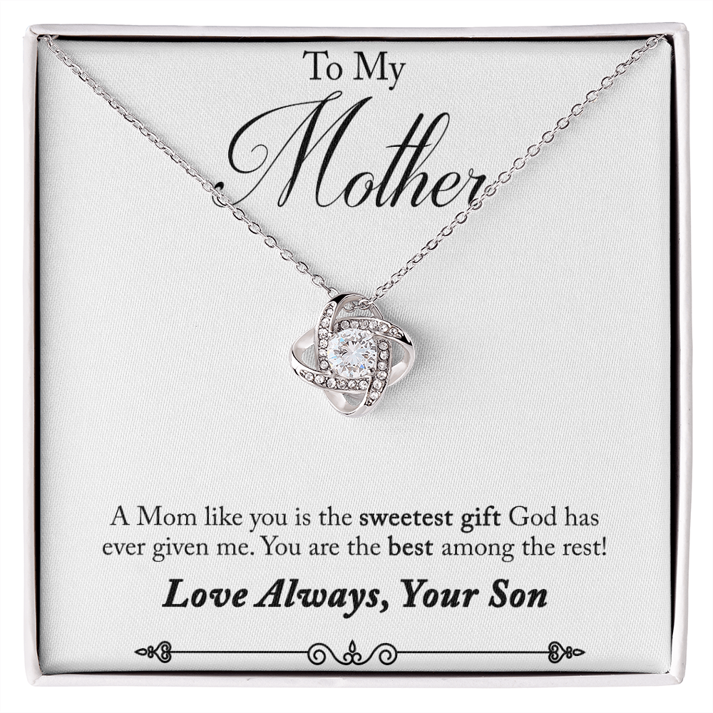 Mom Jewelry, Love Knot Necklace for Mom, Necklace for Mom from Son | Custom Heart Design