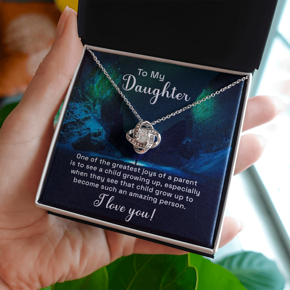 To my daughter - one of the greatest joys of a parent Daughter Necklace, Love Knot Necklace for Daughter, Necklace for Daughter, Daughter Pendant - Custom Heart Design