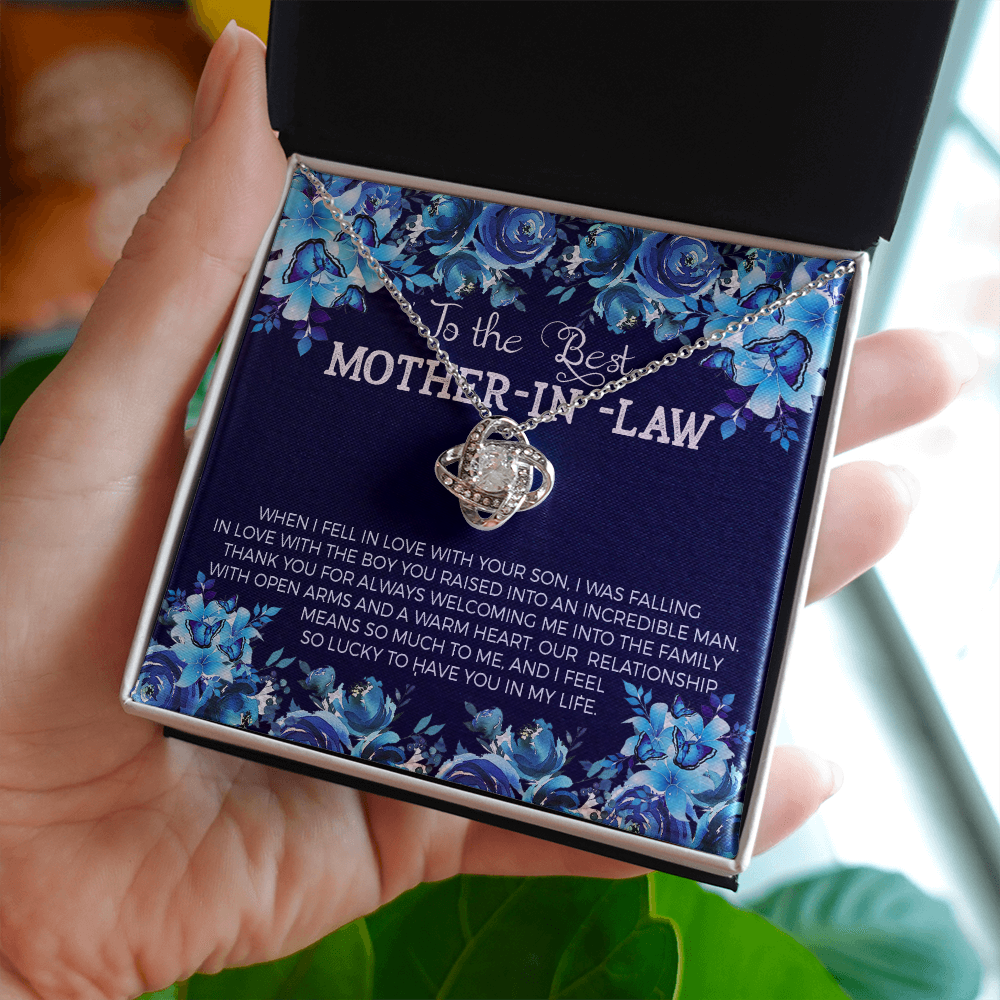 Mom Jewelry, Love Knot Necklace for Mom, Necklace for Bonus Mom | Custom Heart Design