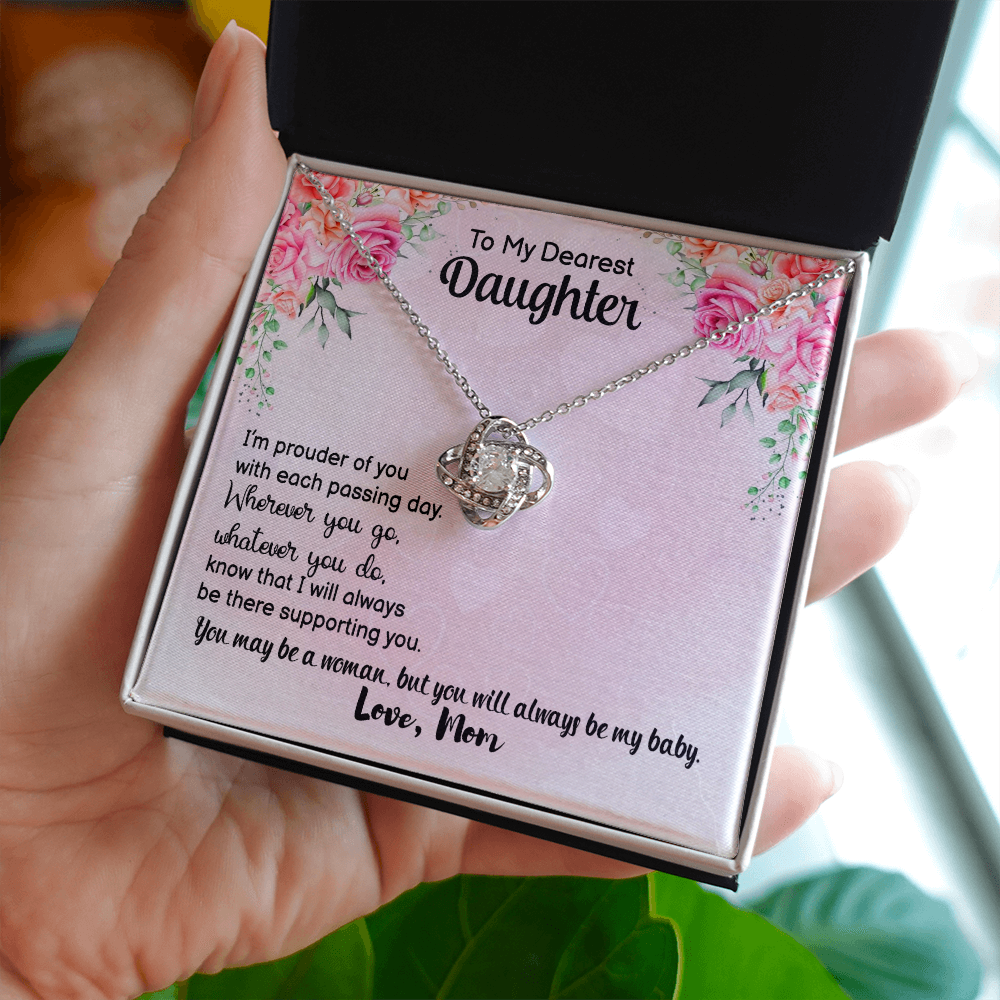 Daughter Necklace, Love Knot Necklace for Daughter, Necklace for Daughter, Daughter Pendant | Custom Heart Design