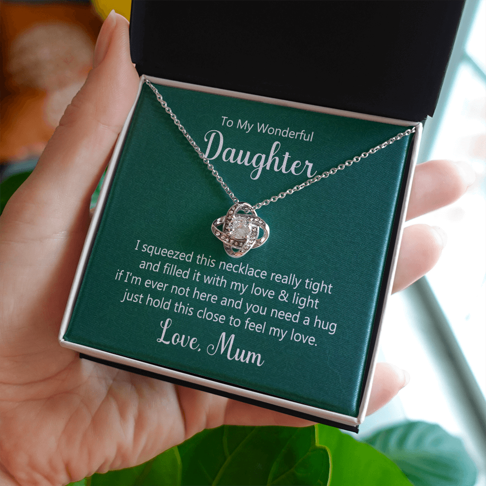 To my wonderful daughter - I squeezed this necklace Daughter Necklace, Love Knot Necklace for Daughter, Necklace for Daughter, Daughter Pendant - Custom Heart Design