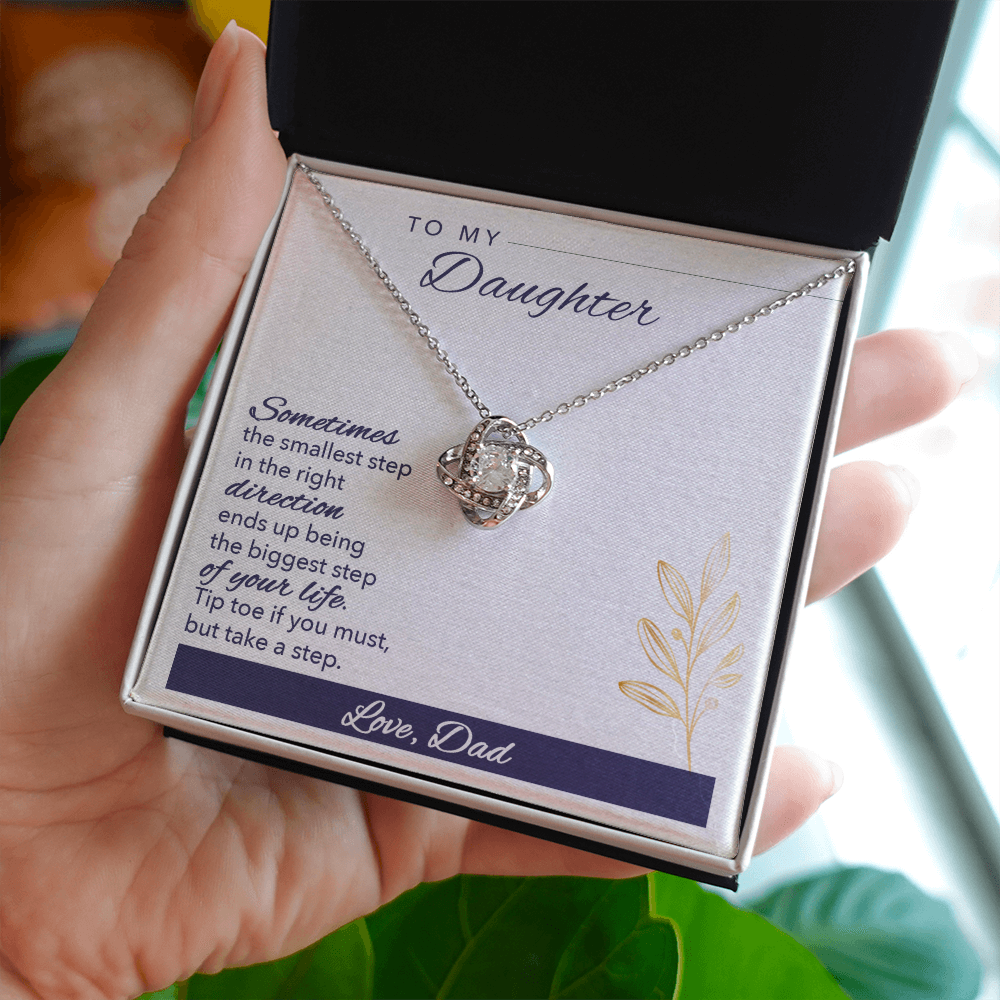 Daughter Necklace, Love Knot Necklace for Daughter, Necklace for Daughter from Dad, Daughter Pendant | Custom Heart Design