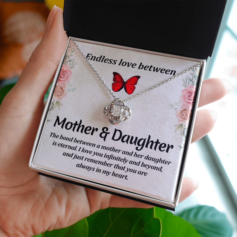 Mom Jewelry, Love Knot Necklace for Mom, Mother Daughter Necklace - Custom Heart Design