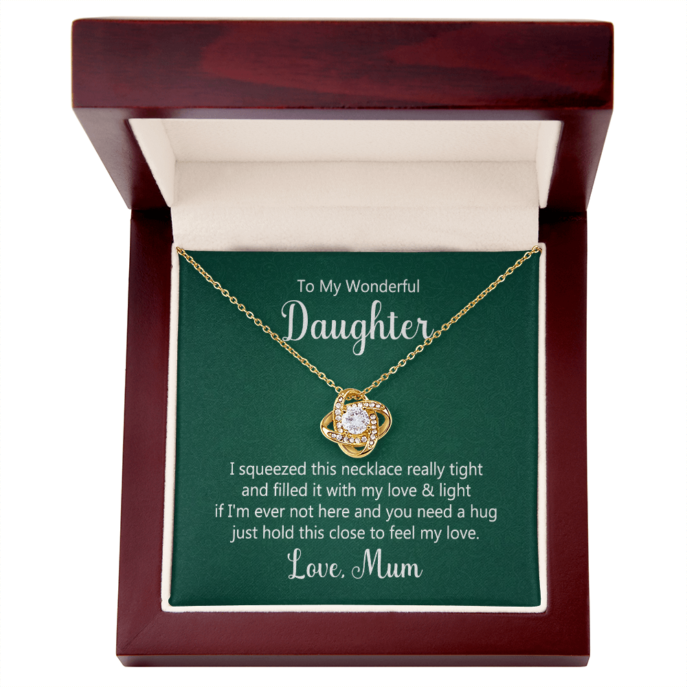 To my wonderful daughter - I squeezed this necklace Daughter Necklace, Love Knot Necklace for Daughter, Necklace for Daughter, Daughter Pendant - Custom Heart Design