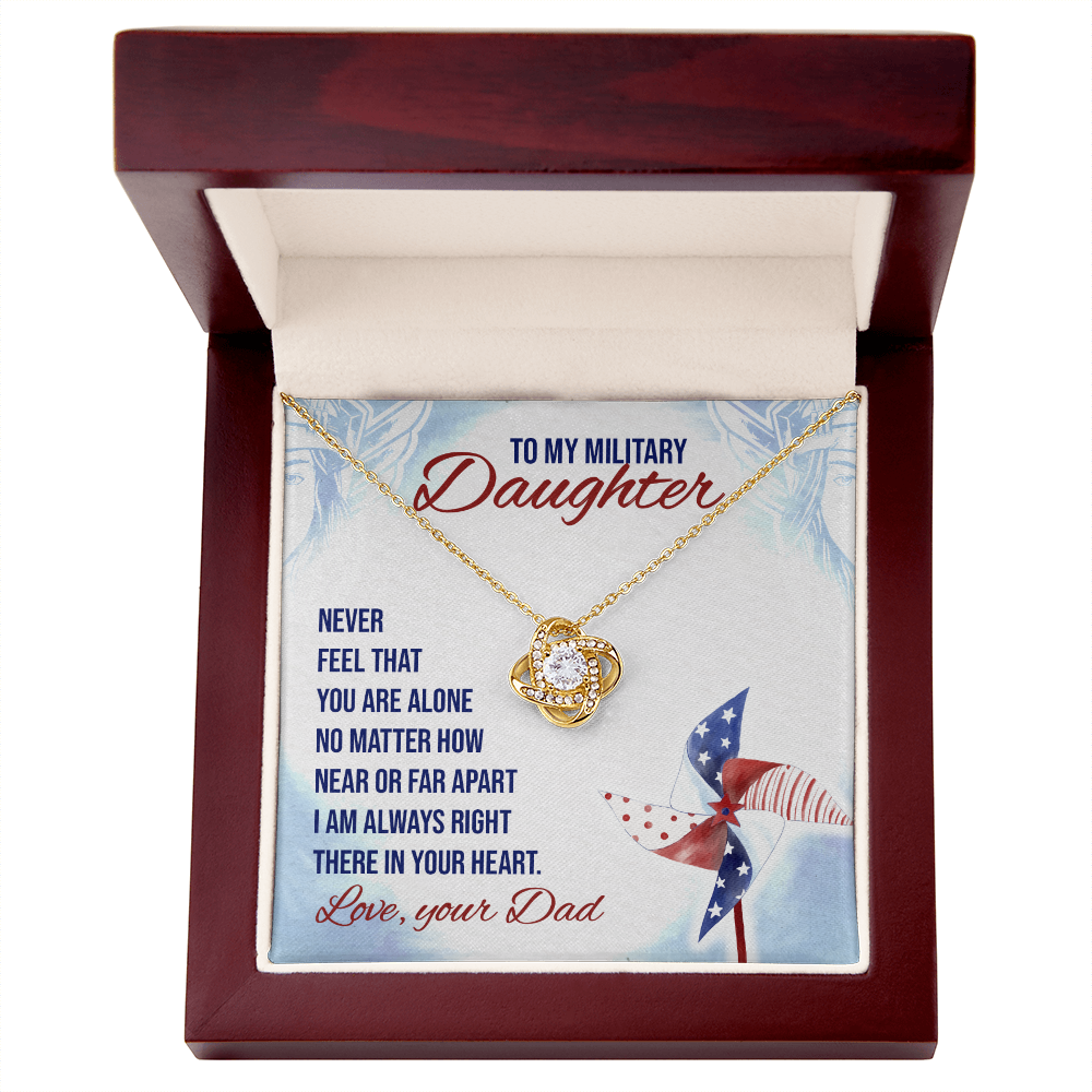 Daughter Necklace, Love Knot Necklace for Daughter, Necklace for Military Daughter from Dad | Custom Heart Design