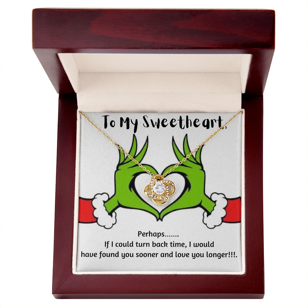Sweetheart Love Knot Necklace-Christmas Grinch Message Card - Custom Heart Design