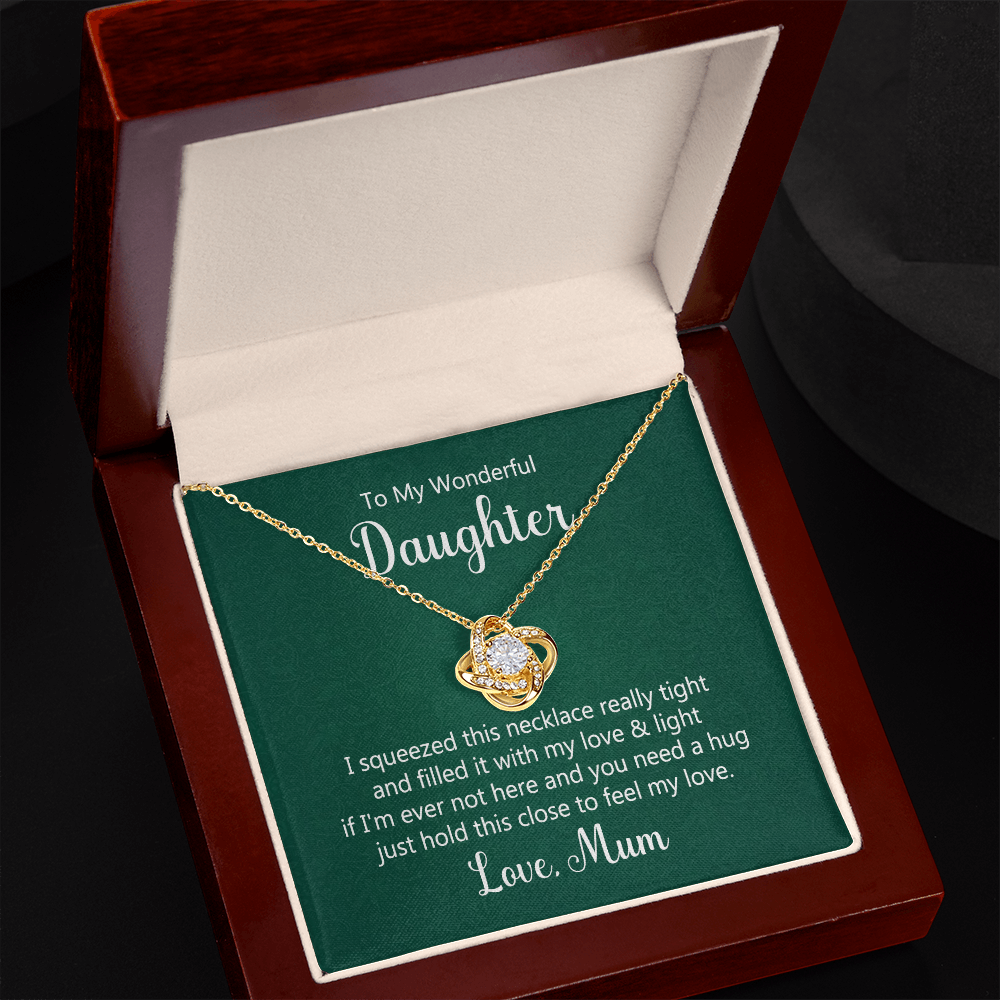 To my wonderful daughter - I squeezed this necklace Daughter Necklace, Love Knot Necklace for Daughter, Necklace for Daughter, Daughter Pendant - Custom Heart Design