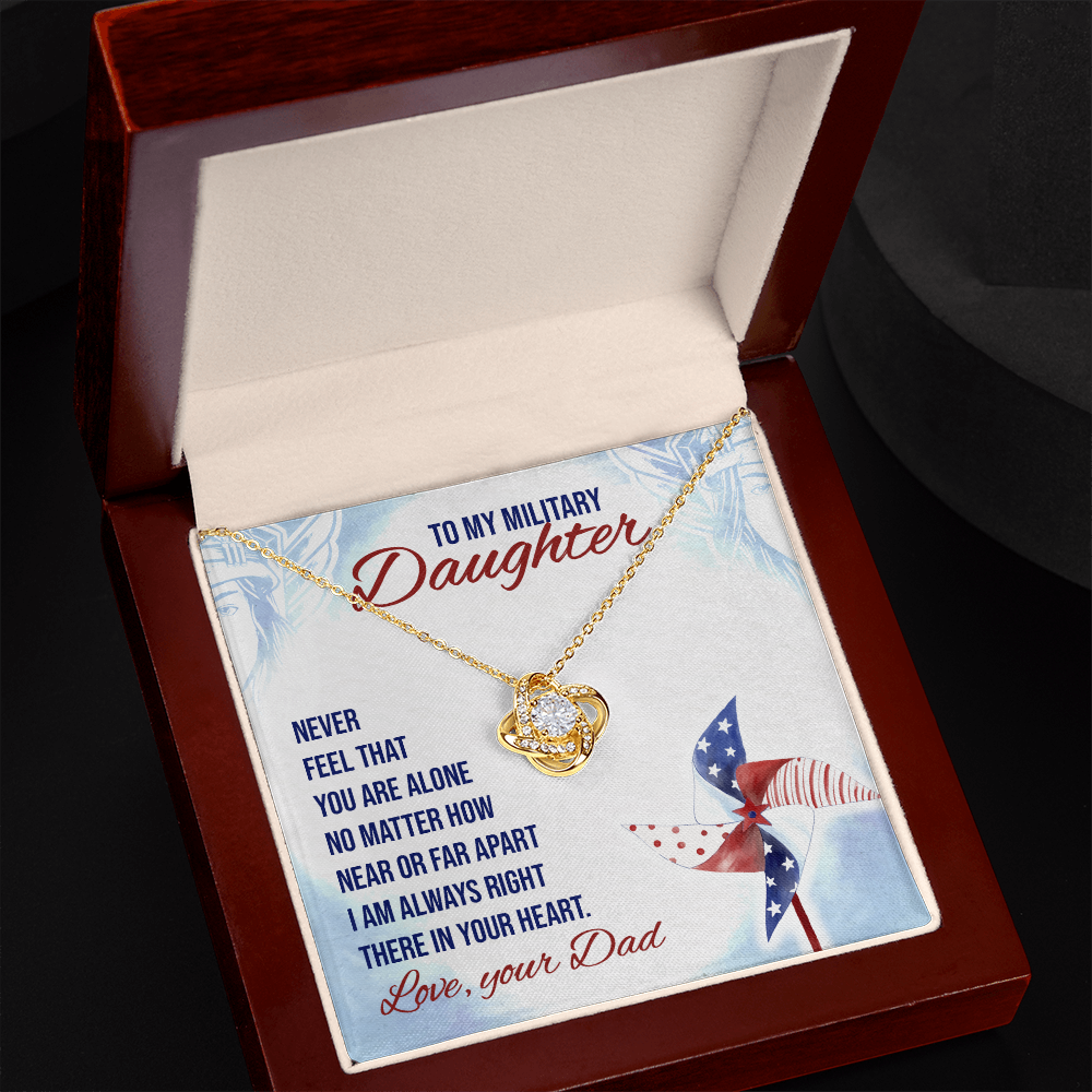 Daughter Necklace, Love Knot Necklace for Daughter, Necklace for Military Daughter from Dad | Custom Heart Design
