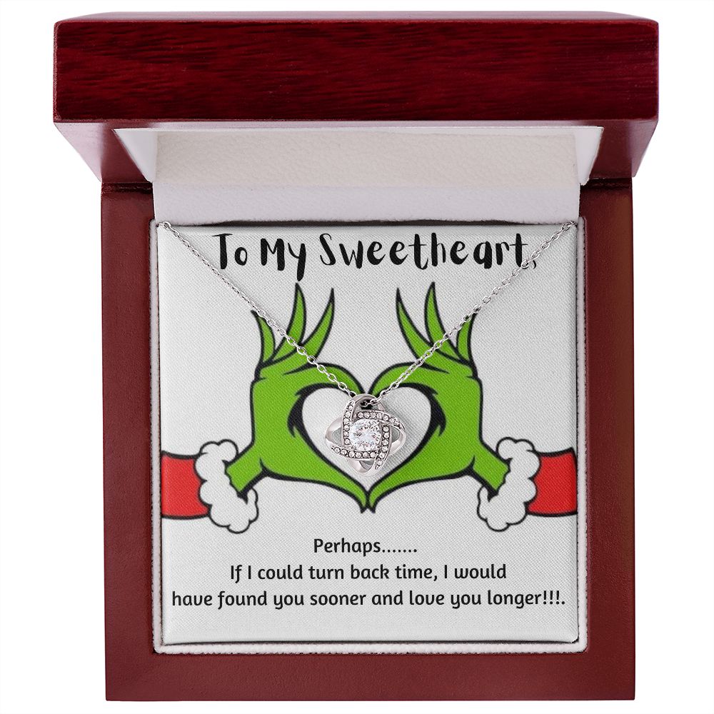 Sweetheart Love Knot Necklace-Christmas Grinch Message Card - Custom Heart Design