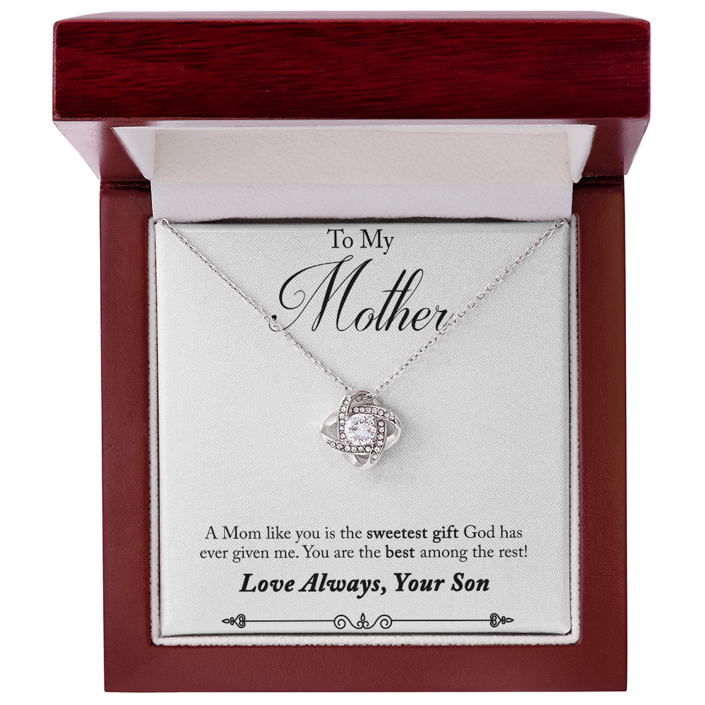 Mom Jewelry, Love Knot Necklace for Mom, Necklace for Mom from Son | Custom Heart Design