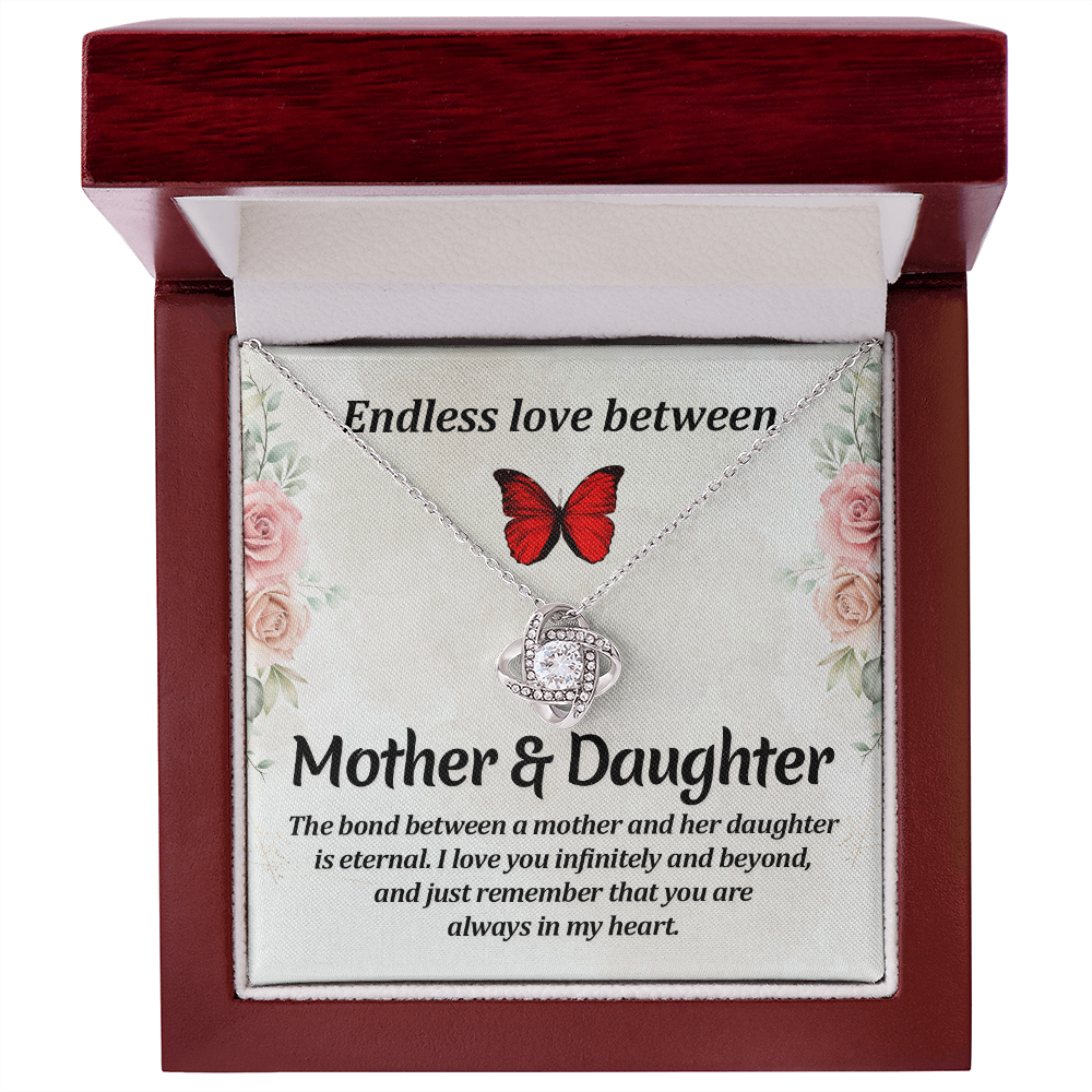 Mom Jewelry, Love Knot Necklace for Mom, Mother Daughter Necklace - Custom Heart Design