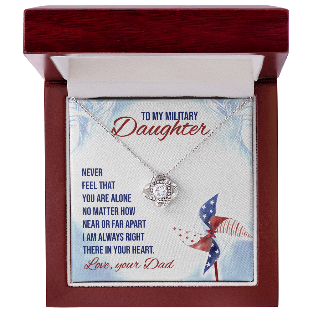Daughter Necklace, Love Knot Necklace for Daughter, Necklace for Military Daughter from Dad | Custom Heart Design