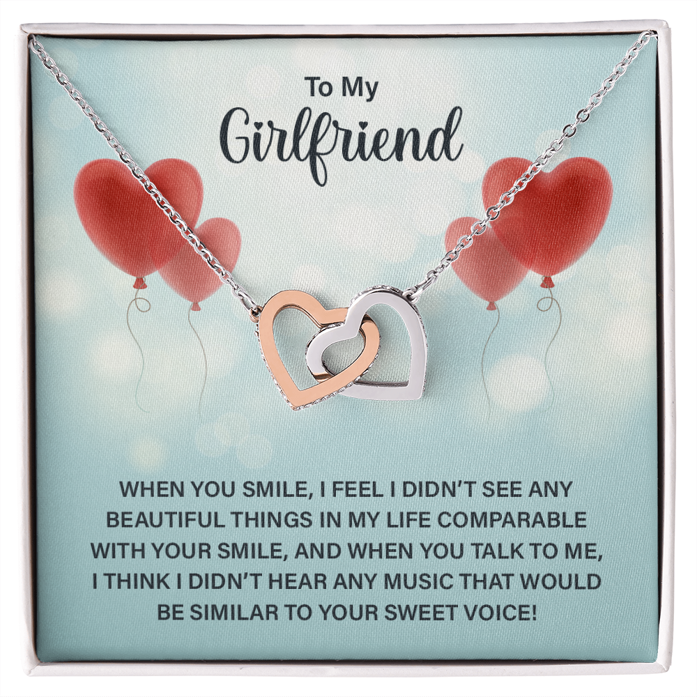 Girlfriend Heart Necklace, Interlocking Hearts Necklace for Girlfriend | Custom Heart Design