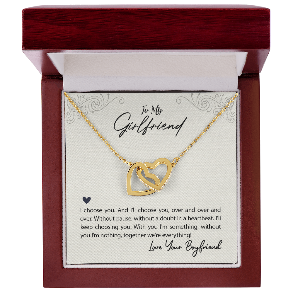 Girlfriend Heart Necklace, Interlocking Hearts Necklace for Girlfriend | Custom Heart Design