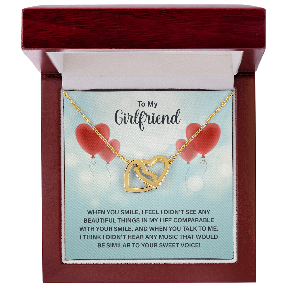 Girlfriend Heart Necklace, Interlocking Hearts Necklace for Girlfriend | Custom Heart Design