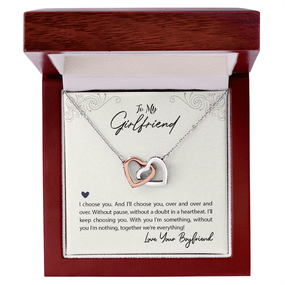 Girlfriend Heart Necklace, Interlocking Hearts Necklace for Girlfriend | Custom Heart Design
