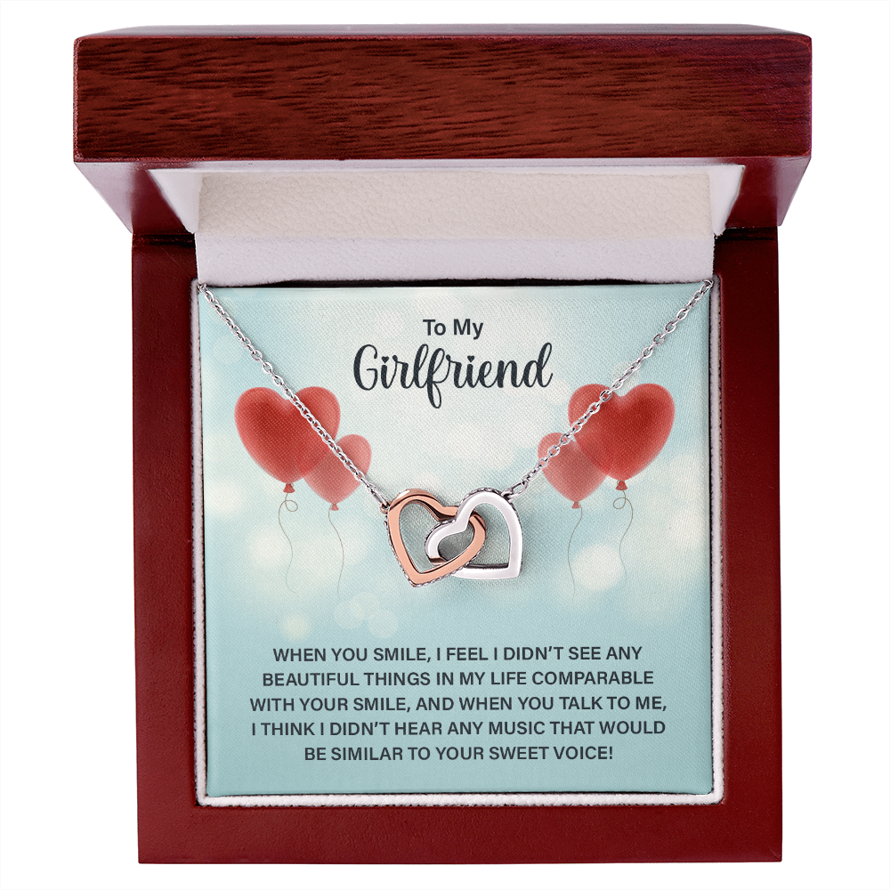 Girlfriend Heart Necklace, Interlocking Hearts Necklace for Girlfriend | Custom Heart Design