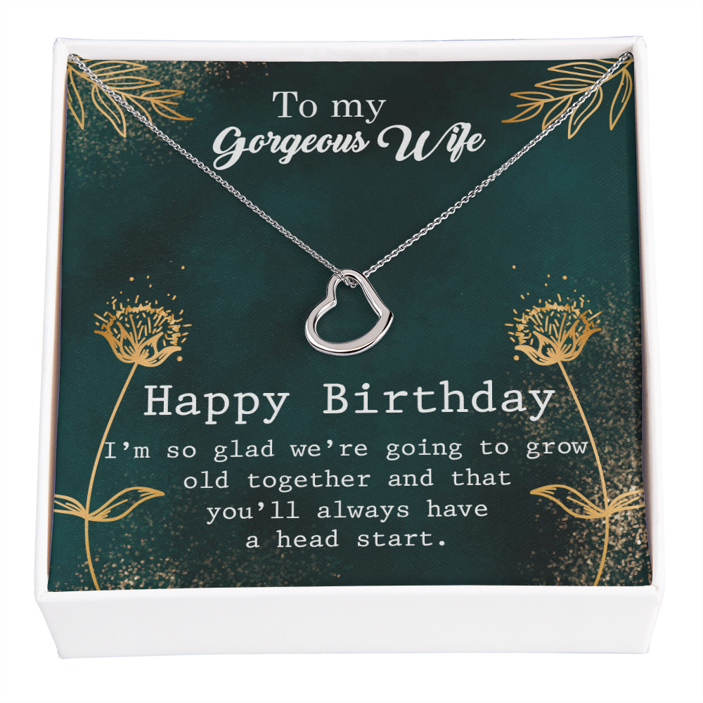 Wife Birthday Necklace, Delicate Heart Necklace for Wife | Custom Heart Design