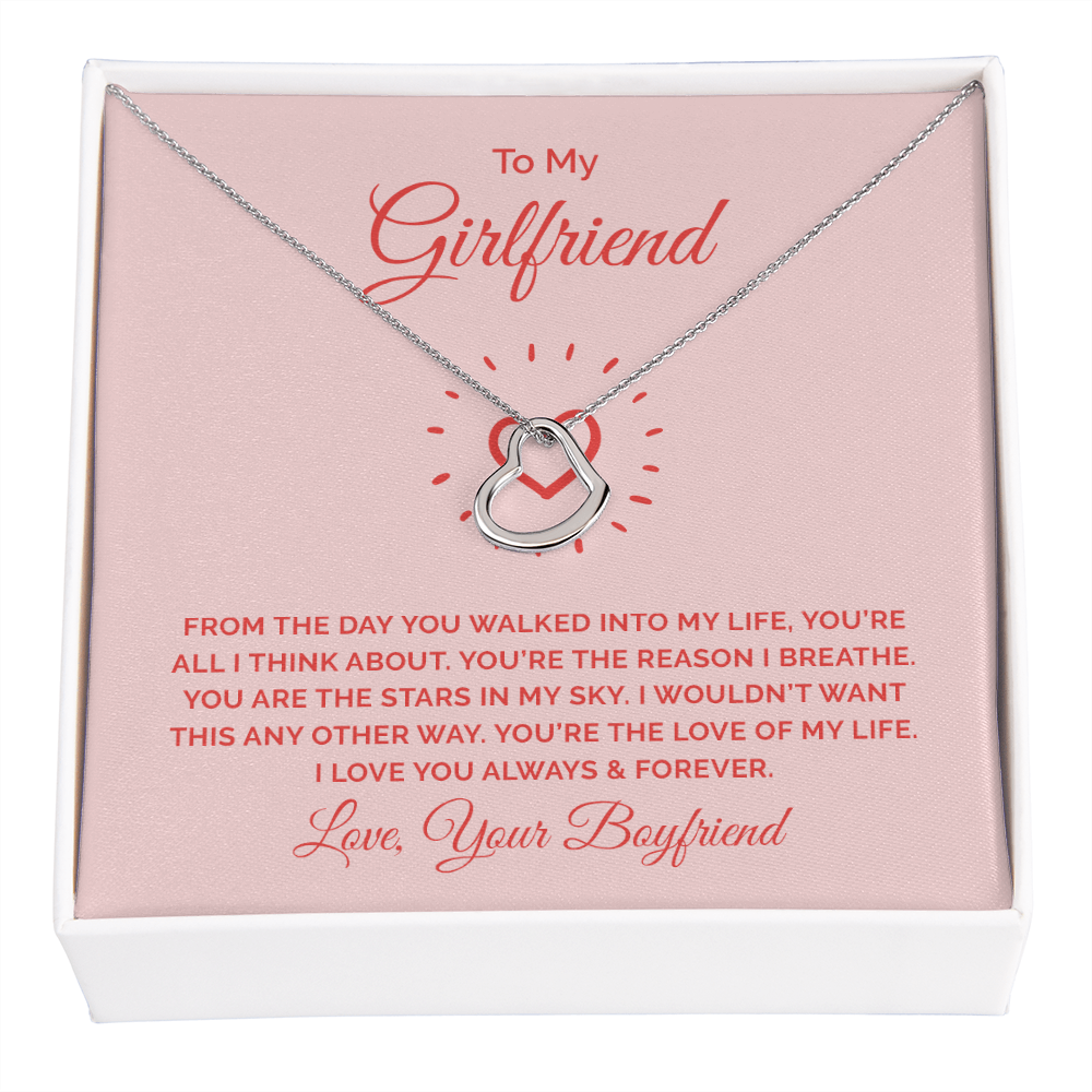 Girlfriend Heart Necklace, Delicate Heart Necklace for Girlfriend | Custom Heart Design