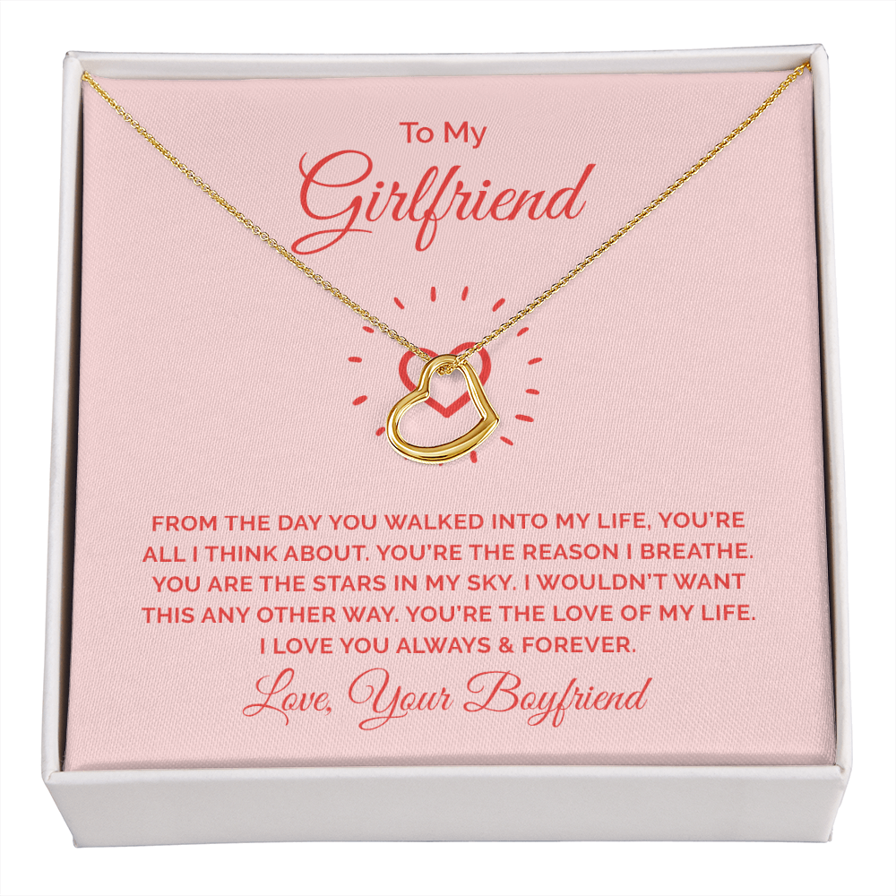 Girlfriend Heart Necklace, Delicate Heart Necklace for Girlfriend | Custom Heart Design