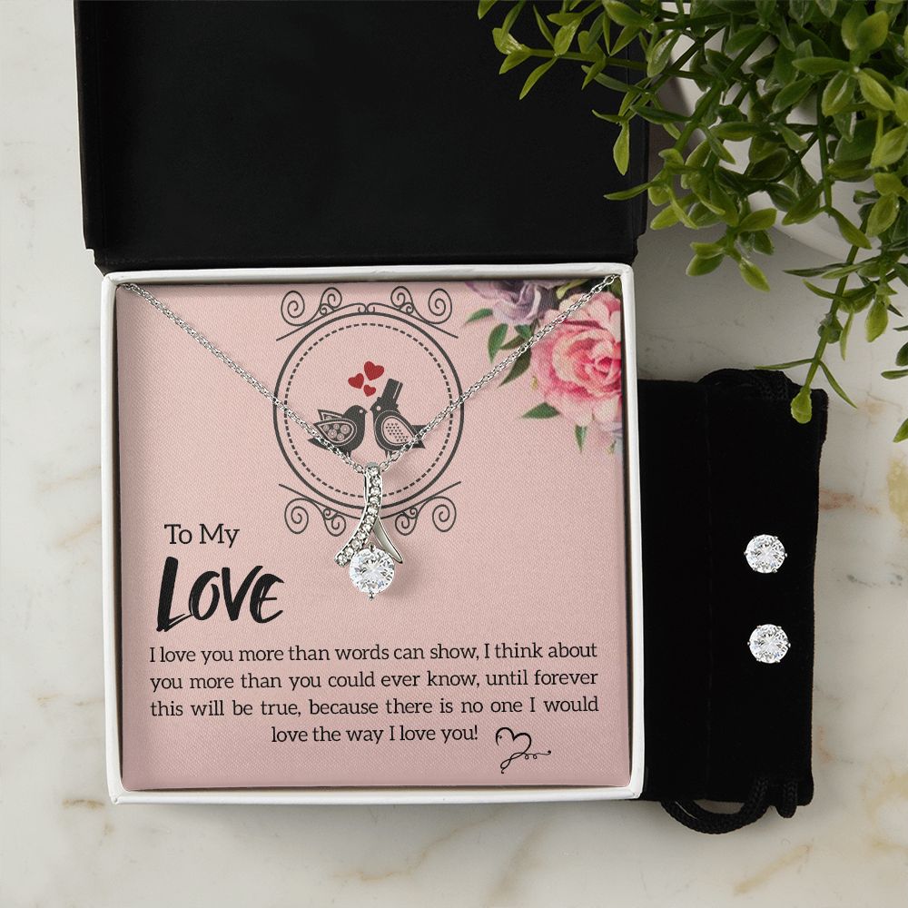 Girlfriend Jewelry Set, Necklace and Earring Set for Girlfriend | Custom Heart Design