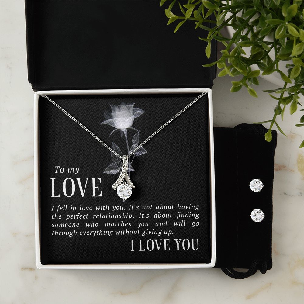 Girlfriend Jewelry Set, Necklace and Earring Set for Girlfriend | Custom Heart Design