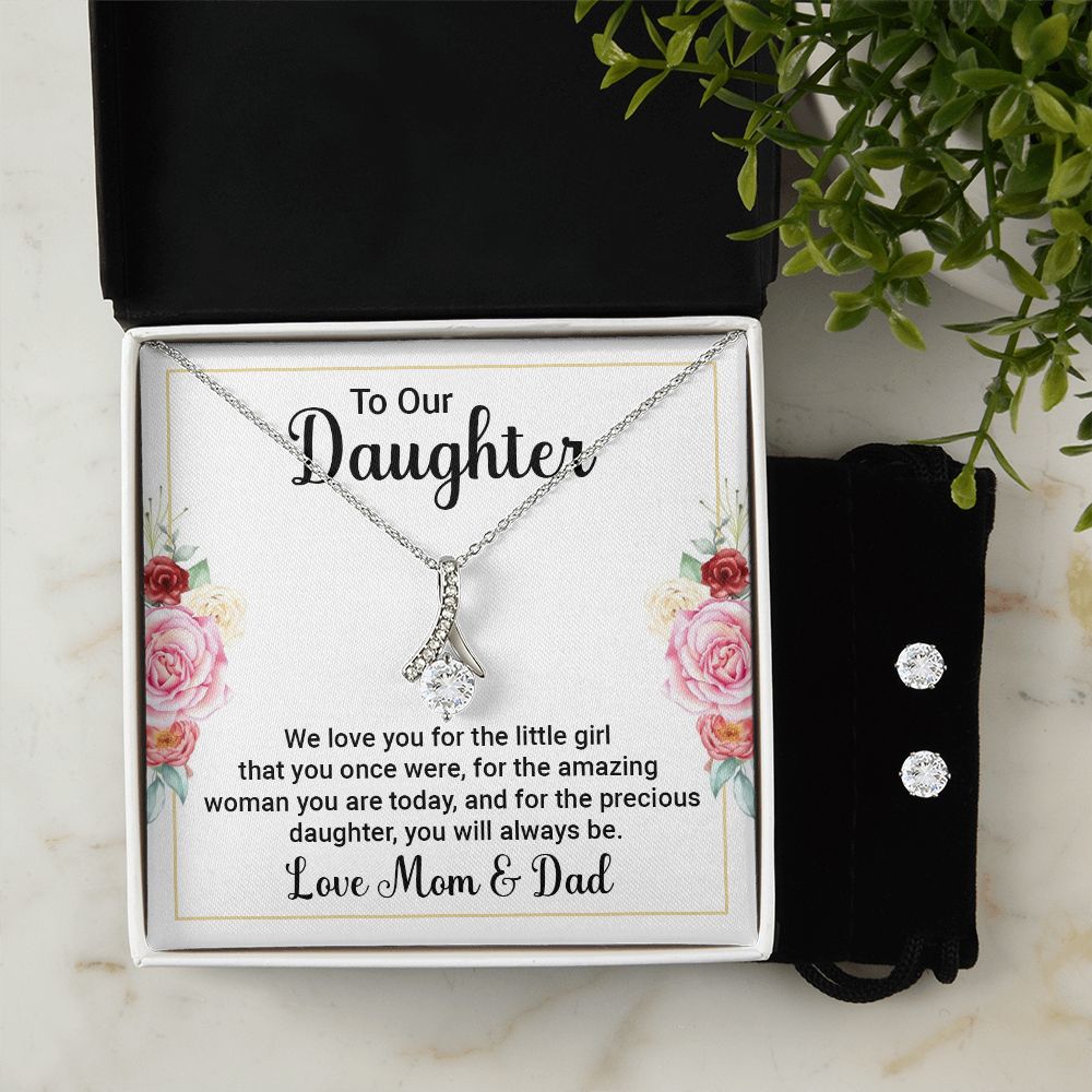 Daughter Pendant and Earring Set-Amazing & precious | Custom Heart Design