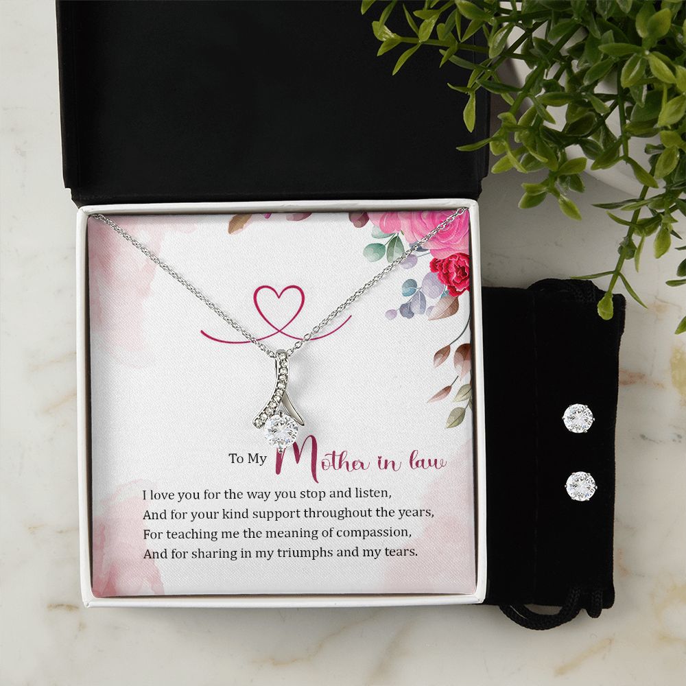Mother in Law Necklace & Earring Set-The meaning of compassion - Custom Heart Design