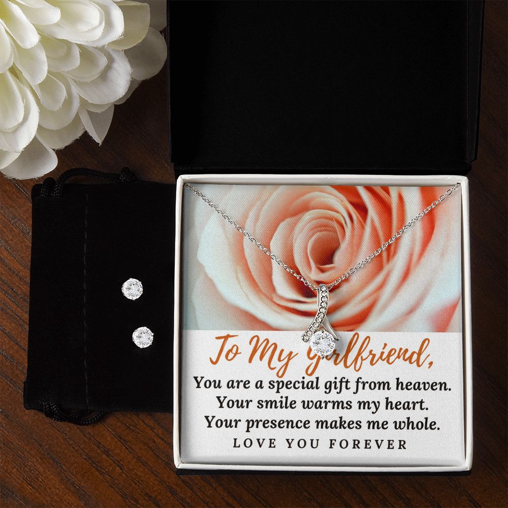 Girlfriend Jewelry Set, Necklace and Earring Set for Girlfriend - Custom Heart Design