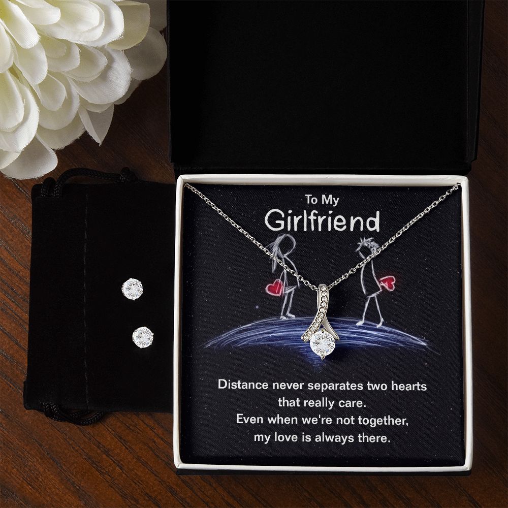 Girlfriend Jewelry Set, Necklace and Earring Set for Girlfriend | Custom Heart Design