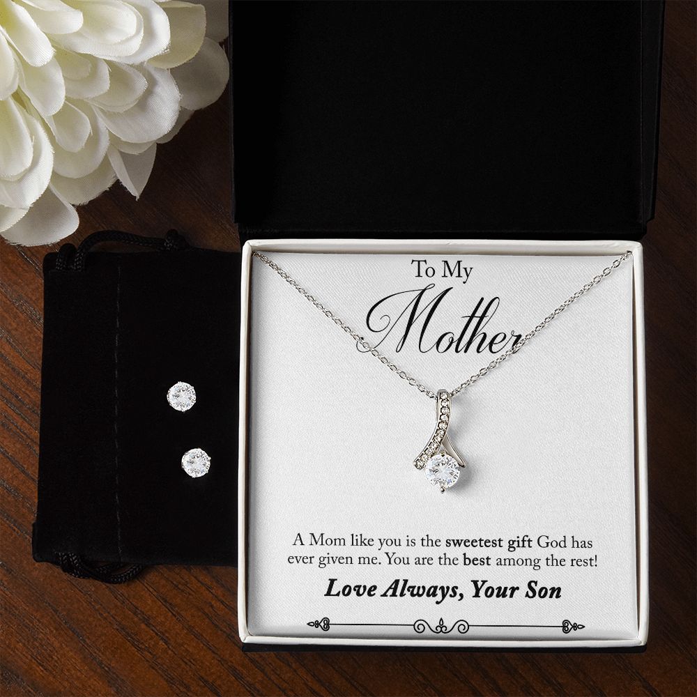 Mom Jewelry Set, From Son-Sweetest gift from God - Custom Heart Design