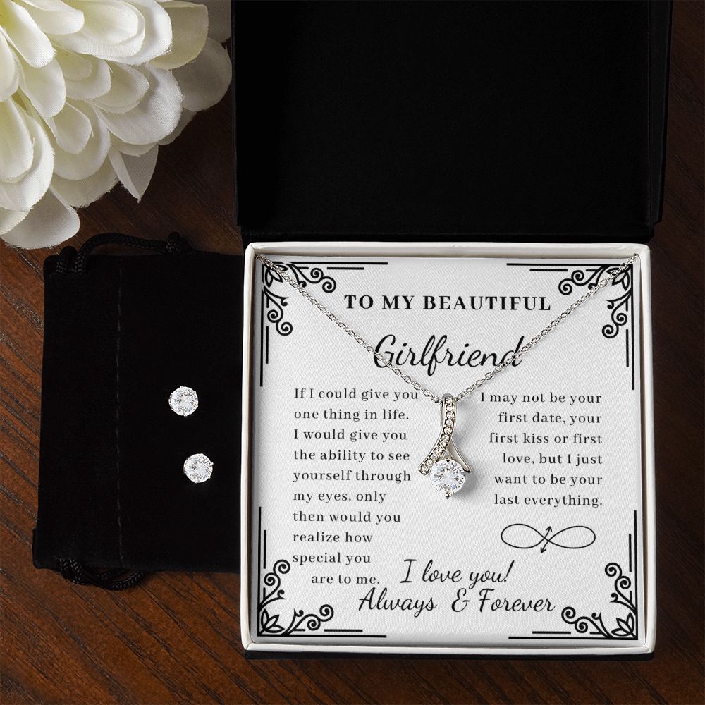 Girlfriend Jewelry Set, Necklace and Earring Set for Girlfriend - Custom Heart Design
