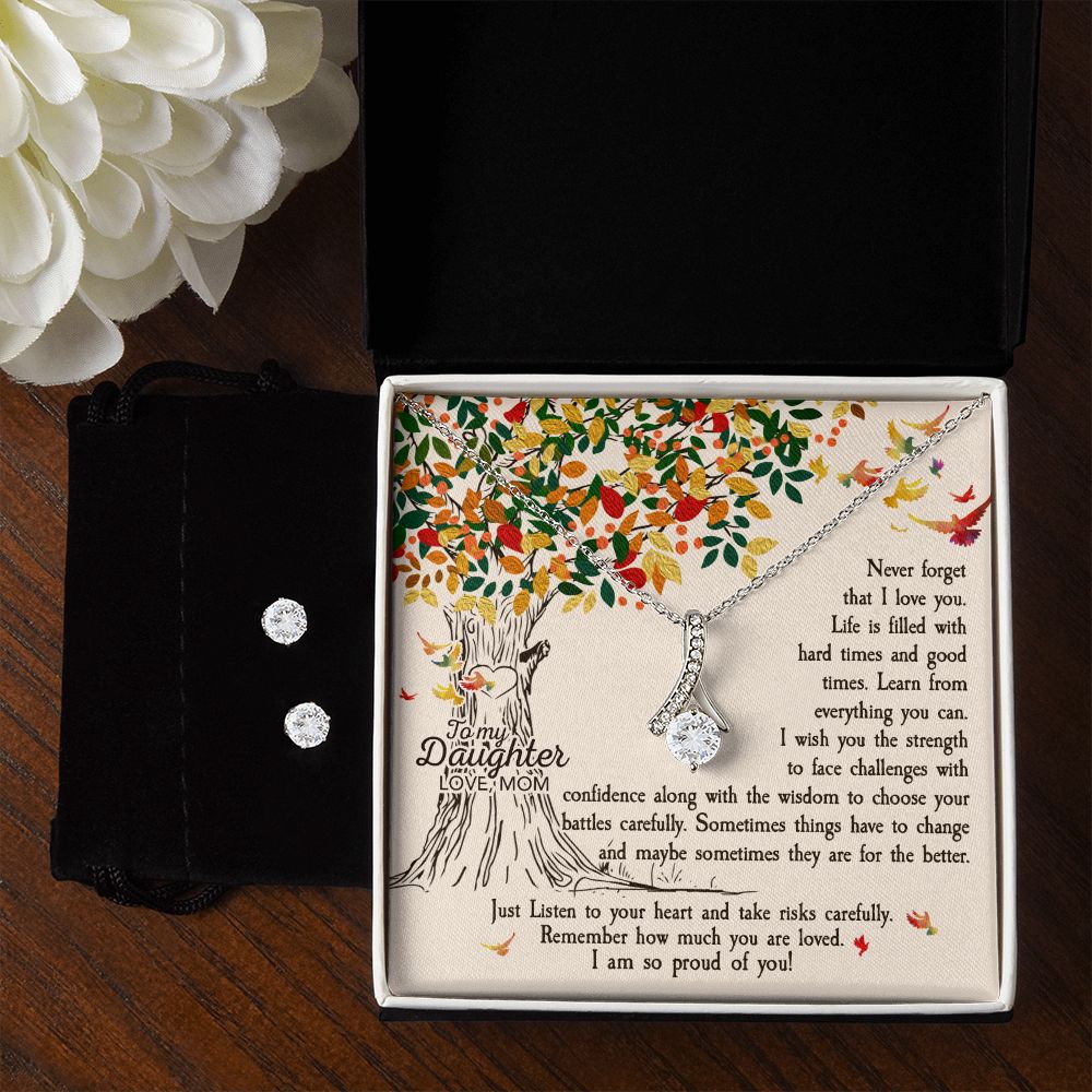 Daughter Pendant and Earring Set-Our special bond | Custom Heart Design