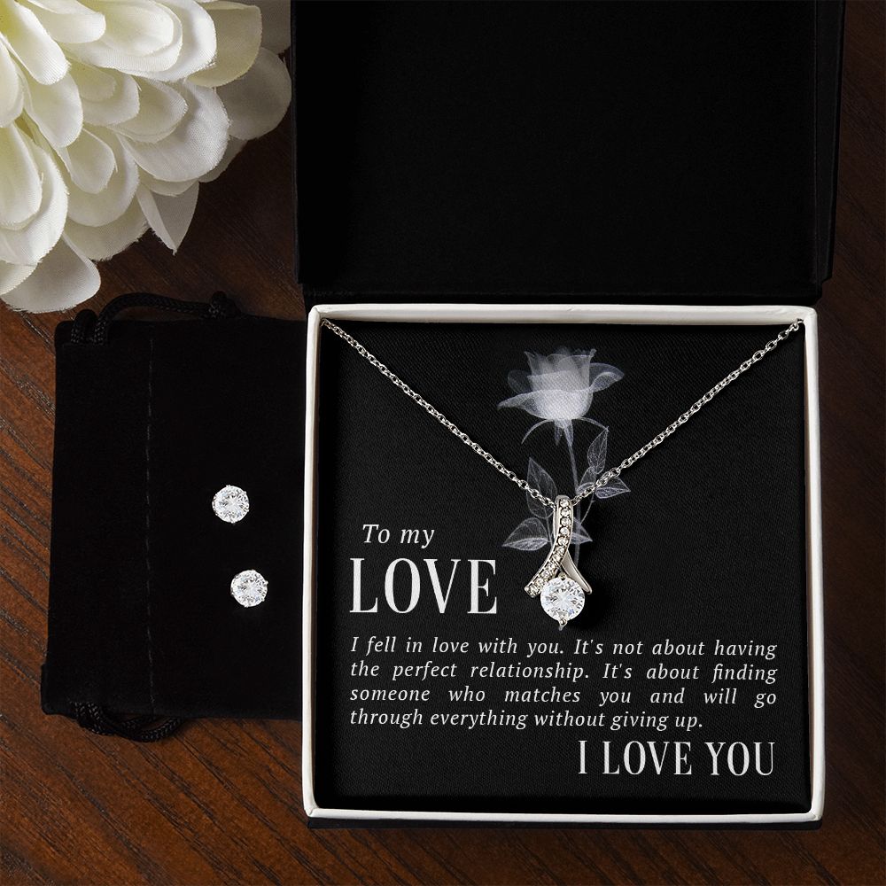 Girlfriend Jewelry Set, Necklace and Earring Set for Girlfriend | Custom Heart Design
