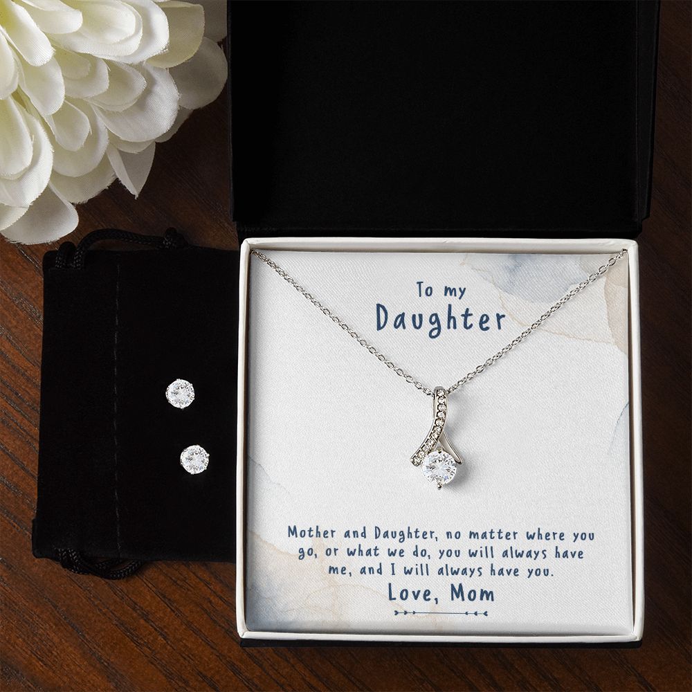 Daughter Pendant and Earring Set-Our special bond | Custom Heart Design