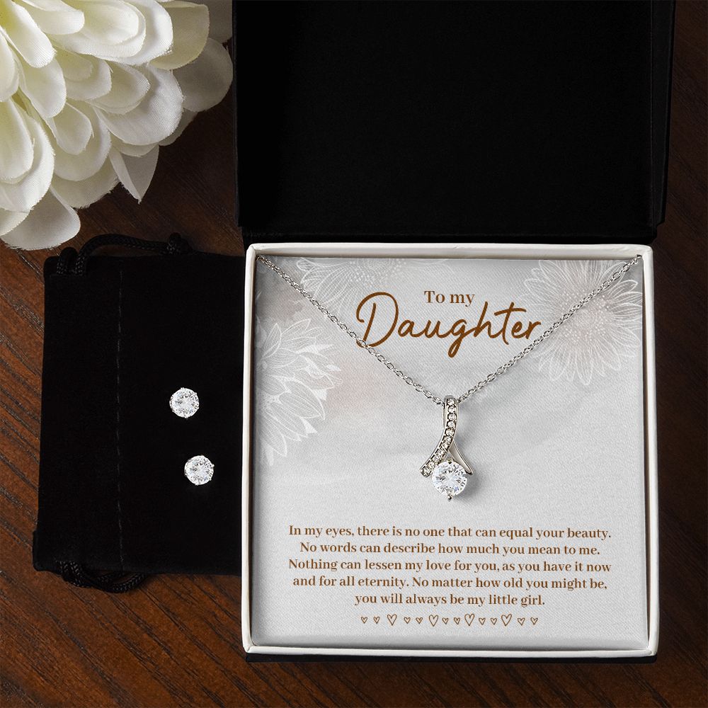 Daughter Pendant and Earring Set-There is no one | Custom Heart Design